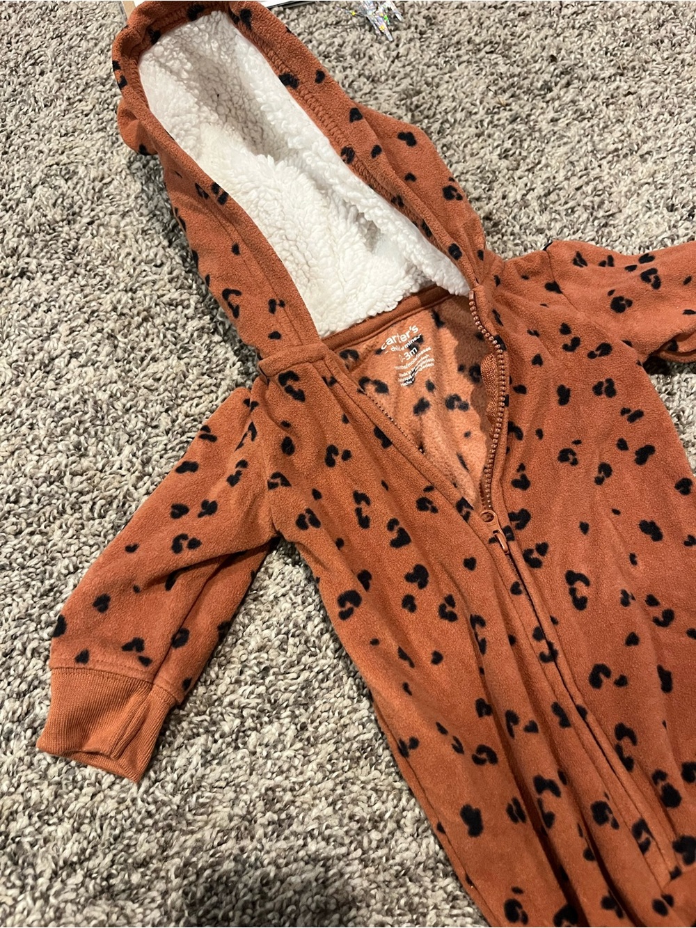 Carter's Rust Leopard Sherpa-Lined Hooded Jacket